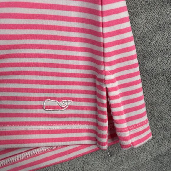 Vineyard Vines Shirt Womens Small Pink White Stripe Sankaty 3/4 Sleeve Nautical - Picture 5 of 10